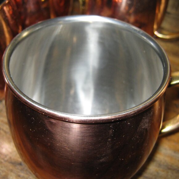 Like New. Moscow Mule Copper & Stainless Mugs - 4 - 16 ounces - Picture 2 of 3